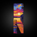 Lakeside Dock, Sunset Wall Art, Serene Nature Decor, Peaceful Landscape Print, Relaxing Cabin Aesthetic, Warm Tones, Framed Canvas Print