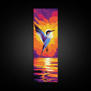 Soaring Bird, Sunset Wall Art, Nature Wildlife Print, Majestic Flight Painting, Bold Sky Colors, Living Room Accent, Framed Canvas Print