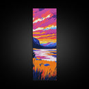 Mountain Sunset, Lake Reflection, Vibrant Landscape Art, Nature Print, Modern Cabin Decor, Living Room Wall Art, Canvas Print