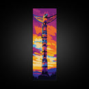 Totem Pole, Sunset Wall Art, Native American Art, Vibrant Home Decor, Tribal Artwork, Living Room Wall Art, Framed Canvas Print