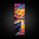 Canoe on Water, Serene Lake Art, Sunset Reflection Painting, Nature Lover Gift, Cabin Wall Decor, Tranquil Home Art, Framed Canvas Print