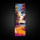 Woodland Path, Scenic Forest Trail, Vibrant Nature Art, Cozy Autumn Decor, Rustic Home Wall Art, Tranquil Landscape, Framed Canvas Print