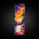 Tropical River, Exotic Nature Art, Vibrant Sunset Painting, Jungle Wall Decor, Boho Living Room Art, Lush Landscape, Canvas Print