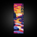 River Sunset, Vibrant Nature Art, Scenic Landscape Painting, Tranquil Home Decor, Cabin Wall Art, Adventure Art, Framed Canvas Print