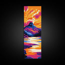 Mountain Sunset, Vibrant Nature Art, Bold Landscape Painting, Adventure Decor, Cabin Wall Art, Boho Living Room Art, Framed Canvas Print
