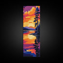 Sunset Reflection, Lake Art, Framed Canvas Print, Nature Wall Decor, Cabin Wall Art, Outdoor Aesthetic, Vibrant Landscape Painting