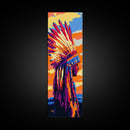 Vibrant Headdress, Native American, Tribal Art, Wall Decor, Framed Canvas Print, Boho Art, Office Art, Living Room Wall Art