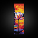 Lotus Flower, Sunset Lake, Water Lily, Zen Wall Art, Framed Canvas Print, Nature Inspired, Meditation Room, Spa Wall Decor