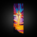 Radiant Cross, Christian Art, Spiritual Wall Art, Divine Light, Framed Canvas Print, Church Decor, Religious Home, Faithful Decor