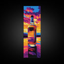 Whiskey Bottle Art, Bar Wall Decor, Retro Aesthetic, Canvas Print, Man Cave Decor, Liquor Lover Gift, Vibrant Sunset, Mid-Century Style
