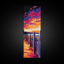 Beach Fence, Framed Canvas Print, Ocean Wall Art, Beach House Decor, Nautical Art, Vibrant Sunset, Relaxing Wall Art, Modern Landscape