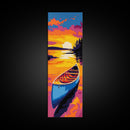Sunset Canoe, Vibrant Lake Art, Nature Wall Decor, Framed Canvas Print, Living Room Art, Cabin Art, Colorful Sunset, Rustic Home
