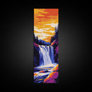 Waterfall Sunset, Bold Nature Art, Outdoor Lover Gift, Framed Canvas Print, Vibrant Landscape, Living Room Wall Decor, Cabin Art