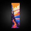 Sunset Trail, Scenic Mountain Path, Nature Lover Art, Framed Canvas Print, Adventure Aesthetic, Hiking Decor, Vibrant Landscape