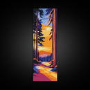 Redwood Path, Autumn Wall Art, Nature Landscape, Cabin Decor, Warm Sunset, Scenic Painting, Living Room, Canvas Print, Rustic Style
