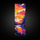 Colorful Cliffside, Bold Nature Art, Vibrant Landscape, Sunset Painting, Modern Wall Decor, Home Accent, Office Space, Canvas Print
