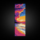 Beach Sunset, Dramatic Clouds, Ocean View, Coastal Home, Serene Atmosphere, Relaxing Art, Living Room, Framed Canvas Print