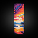 Lakeside Sunset, Bold Landscape Art, Vibrant Nature Print, Tranquil Cabin Wall Decor, Serene Home Aesthetic, Canvas Print
