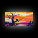 Bald Eagle Sunset, Canvas Print, Wildlife Wall Art, Vibrant Nature Painting, Rustic Decor, Patriotic Home Art, Office Wall Decor