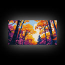 Autumn Forest, Framed Canvas Print, Vibrant Fall Wall Art, Seasonal Nature Painting, Cozy Home Decor, Lodge Artwork, Dining Room Art