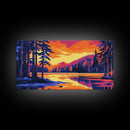 Forest Sunset, Nature Wall Art, Framed Canvas Print, Vibrant Mountain Landscape, Fall Wall Decor, Lodge Decor, Cabin Artwork