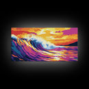 Ocean Wave, Surfing Art, Framed Canvas Print, Beach House Decor, Tropical Wall Art, Coastal Living, Nautical Aesthetic