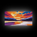Frozen Lake, Sunset Reflection, Winter Wonderland, Vibrant Mountain Scene, Scenic Wall Art, Canvas Print, Home Decor, Christmas Gift