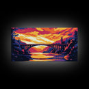 Bridge View, River Sunset, Vibrant Landscape, Golden Hour, Nature Scene, Canvas Print, Living Room Wall Art, Urban Decor, Gift Idea