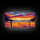 Beach Volleyball, Sunset Beach Scene, Vibrant Coastal Wall Art, Bold Seaside Decor, Framed Canvas Print, Game Room Wall Art