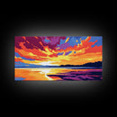 Ocean Sunset, Serene Seascape, Framed Canvas Print, Beach Home Decor, Tranquil Coastal Art, Warm Colorful Painting, Summer Wall Art