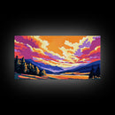 Misty Mountains, Sunrise Sky, Tranquil Scenery, Framed Canvas Print, Cozy Cabin Decor, Colorful Wall Art, Wilderness Home Aesthetic