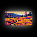Sunset Meadow, Vibrant Landscape, Nature Painting, Autumn Wall Art, Framed Canvas Print, Living Room Wall Decor, Boho Home Aesthetic