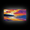 Coastal Sunset, Beach Painting, Vibrant Seascape, Canvas Print, Tropical Wall Art, Living Room Decor, Sunset Ocean Art, Boho Wall Art