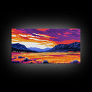 Vibrant Sunset, Mountain Landscape, Colorful Nature, Framed Canvas Print, Living Room Wall Art, Boho Art, Rustic Decor, Nature Painting