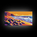 Coastal Cliffs, Waves and Rocks, Ocean Scene, Canvas Print, Modern Beach Wall Art, Tropical Seascape, Sunset Colors, Serene Nature Art