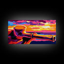Wooden Pipe, Sunset Art, Colorful Painting, Canvas Print, Western Decor, Smokers Lounge, Rustic Wall Art, Unique Gift, Living Room