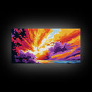 Fiery Explosion, Abstract Ocean Art, Surreal Sunset, Framed Canvas Print, Vibrant Wall Decor, Modern Art, Living Room Statement