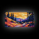 Scenic Trail, Mountain Landscape, Vibrant Nature, Sunset Colors, Boho Rustic, Tranquil Art, Hallway or Office, Canvas Print
