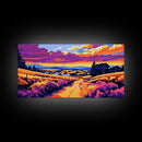 Rolling Hills, Country Path, Farmhouse Decor, Warm Sunset, Vibrant Fields, Cozy Wall Art, Dining Room, Canvas Print