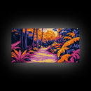 Tropical Path, Jungle Landscape, Exotic Nature, Boho Aesthetic, Sunset Colors, Vibrant Greenery, Bedroom Wall Art, Framed Canvas Print