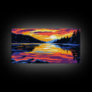 Lake Reflection, Tranquil Water, Vibrant Sunset, Wilderness Escape, Cozy Cabin Vibes, Nature Wall Art, Office Art, Framed Canvas Print