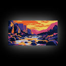 Yosemite Sunset, Majestic River, Vibrant Sky, Tranquil Nature, Grand Scenery, Wilderness Beauty, Living Room Wall Art, Canvas Print
