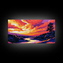 Vibrant Sunset, Golden River, Scenic Nature, Warm Tones, Tranquil Landscape, Office Decor, Living Room, Canvas Print
