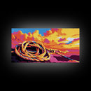 Coiled Rope, Sunset Sky, Nautical Wall Art, Canvas Print, Beach Decor, Vibrant Coastal Art, Boat Lover Gift, Seaside Theme