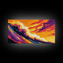 Ocean Wave, Sunset Colors, Surfer Art, Canvas Print, Beach House Wall Art, Coastal Vibes, Nature Lover Gift, Summer Decor