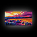 Desert Sunset, Wild Sage, Scenic Art, Framed Canvas Print, Southwest Decor, Rustic Wall Art, Vibrant Landscape, Nature Lover Gift
