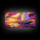 Sailboat Sunset, Ocean Serenity, Nautical Decor, Canvas Print, Coastal Wall Art, Sailing Gift, Vibrant Seascape, Relaxing Atmosphere