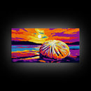 Pumpkin, Sunset, Autumn, Framed Canvas Print, Fall Wall Art, Thanksgiving Home Decor, Seasonal Painting, Warm Colors, Farmhouse Art