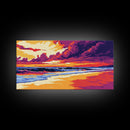 Sunset Beach, Ocean Waves, Seaside Decor, Coastal Art, Canvas Print, Living Room Wall Art, Vibrant Landscape, Modern Home Decor