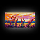 Wheat Field, Golden Sunset, Autumn Landscape, Rustic Nature Art, Framed Canvas Print, Farmhouse Decor, Warm Home Accent, Country Living